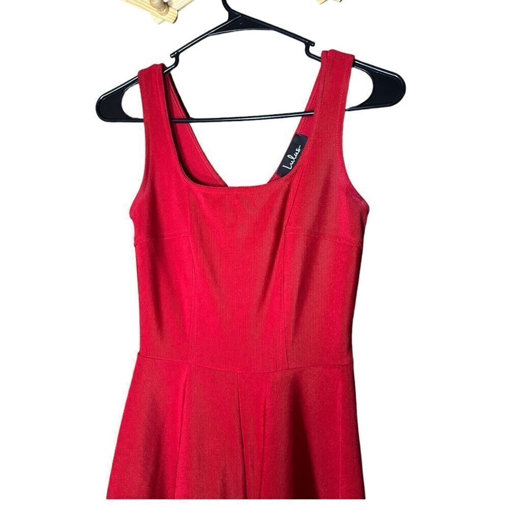 Lulus Home Before Daylight Red Square neck Sleeveless Skater Dress Size XS - Picture 2 of 7